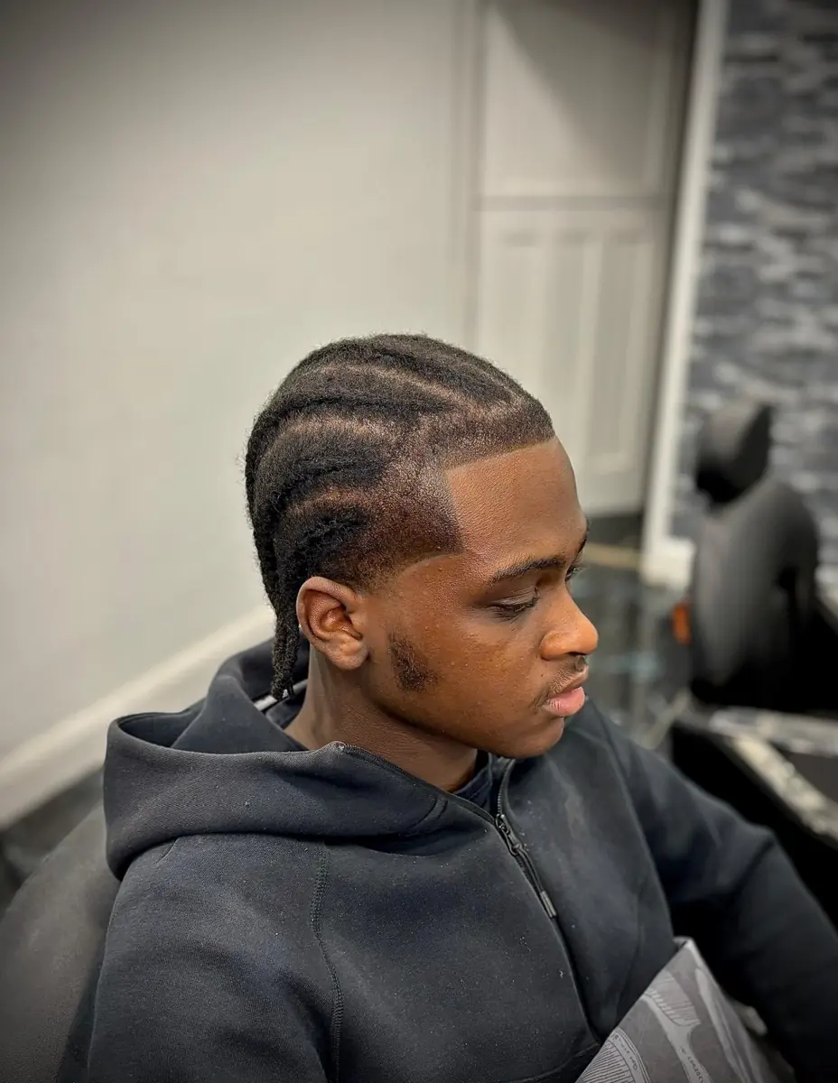 Cornrows with defined parting
