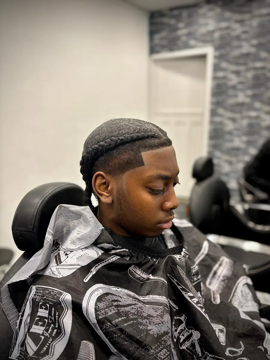 Cornrow braids with a clean taper